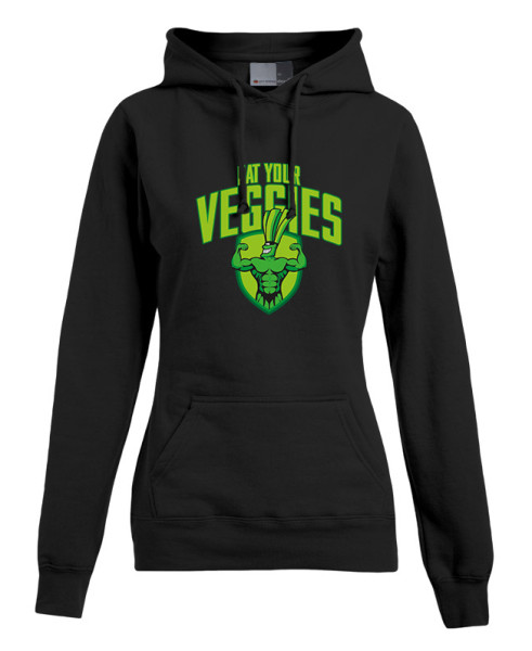 LevelUp Damen Hoodie EAT YOUR VEGGIES schwarz