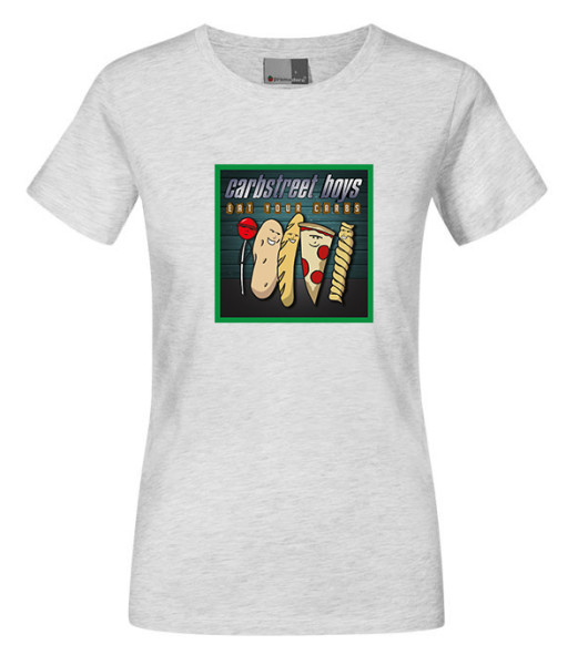 LevelUp Damen T-Shirt CARBSTREET BOYS hellgrau